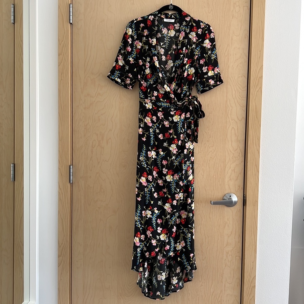 Equipment Imogene silk wrap dress, black floral, S - Picture 4 of 10